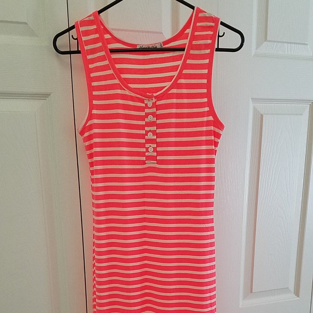 Bright coral and cream colors maxi dress. Size S